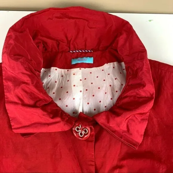 Riani Red Spring Coat with Ruffled Collar - Picture 3 of 14